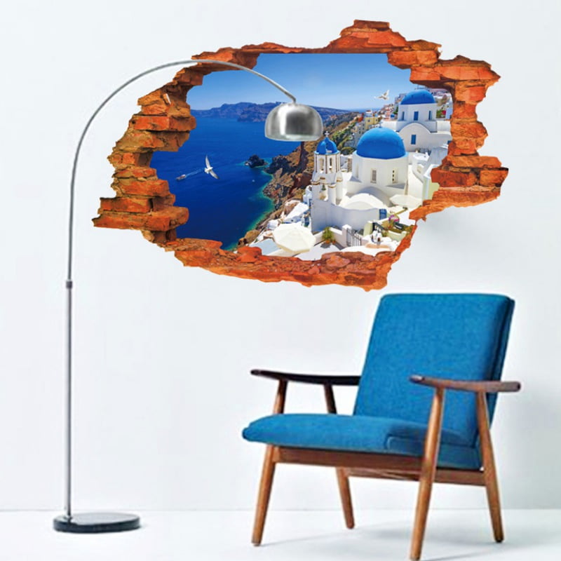 SelfAdhesive DIY 3D Scenic Broken Wall Hole Stickers Removable Wall Art Murals Home Decor