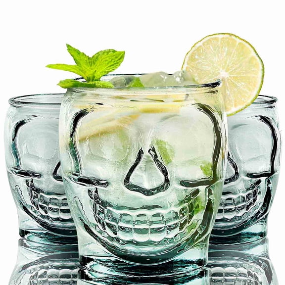 15oz Sugar Skull Drinking Glass Set of 6