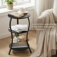 thumbnail image 3 of ZEXVIDA Vintage Small Round Side Table, 3-Tier Circular End Table with Storage Shelf, Compact Tea Sofa Table, Round Corner Coffee Table Nightstand for Living Room Bedroom Small Spaces,Black, 3 of 10