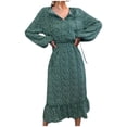 thumbnail image 2 of FcBaudy Jupes pour Femmes, Robes Midi pour Femmes, Robes d'Été pour Femmes Robe pour Femme Printemps/été à Lacets Col en V Robe Fleurie Ample Évasée Jupe Robe Femme, 2 of 6