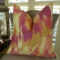 thumbnail image 2 of Plutus Olavanna Ikat Handmade Throw Pillow - Magenta - Orange & Cream, 2 of 4