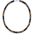 thumbnail image 2 of Mens Healing Crystal Black Obsidian Tigers Eye Hematite Beaded Necklace Jewelry Gifts for Men Stress Relief,Balance, 2 of 7
