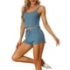 thumbnail image 4 of Conjuntos de pijama para mujeres INSPIRE CHIC, camisetas de punto con pantalones cortos, 2 piezas, ropa de dormir, gris azul, 4 of 6