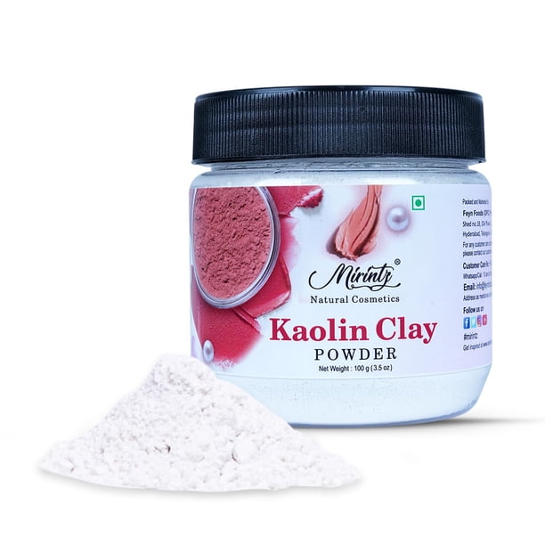 Mirintz polvo de arcilla de caolín | (100 g) Mascarilla de arcilla para el rostro | Mascarilla facial hidratante y exfoliante | Perfecto para mascarillas y exfoliantes limpiadores de piel naturales
