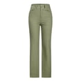 thumbnail image 2 of HAPIMO Cotton Linen Straight Pants with Pocket for Women Summer High Waist Fashion Solid Relaxed Trousers Casual Button Workout Army Green M, 2 of 8