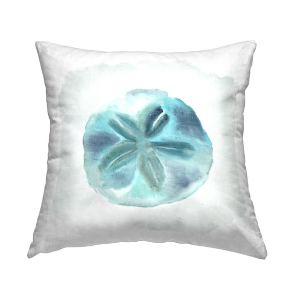 Stupell Industries Blue Sand Dollar Beach Sea Life Animal Design by Kim Allen Throw Pillow