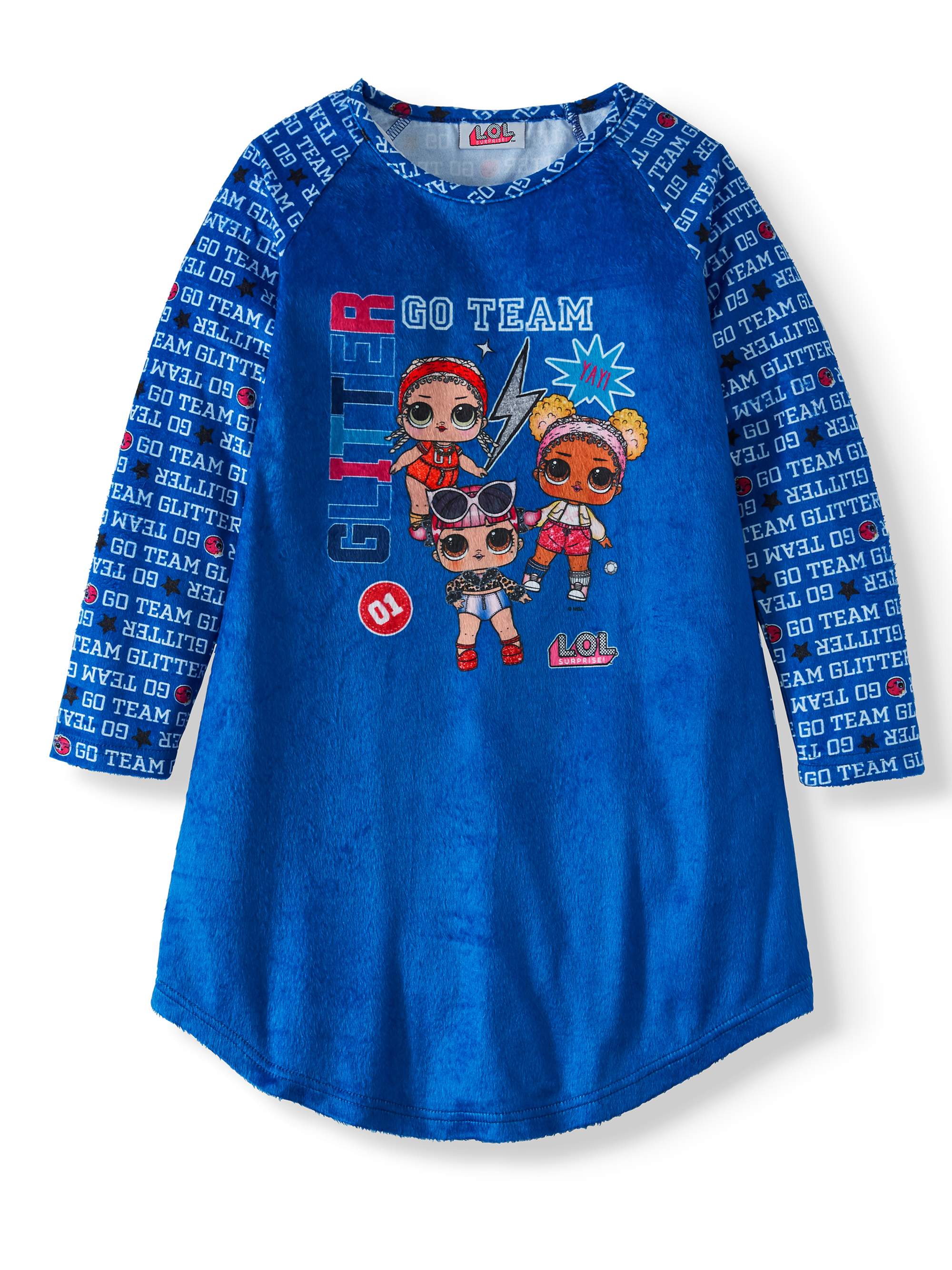 LOL Surprise Girls Go Team Glam Glitter Raglan Nightgown Sleep Shirt