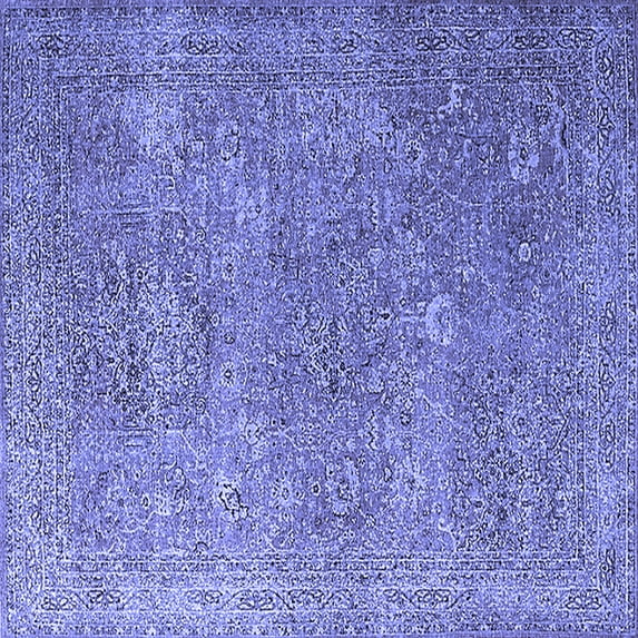 Ahgly Company Indoor Square Oriental Blue Industrial Area Rugs, 3' Square