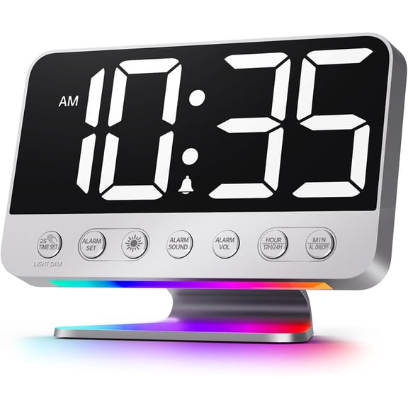 Bedroom digital alarm clock: Eye-catching large number 5 brightness regulator - Easily readable throughout the room