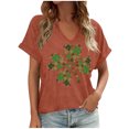 thumbnail image 6 of Erwazi St Patricks Day Women Short Sleeve T-Shirts V Neck Shamrock Funny Clover Tee Tops, 6 of 6