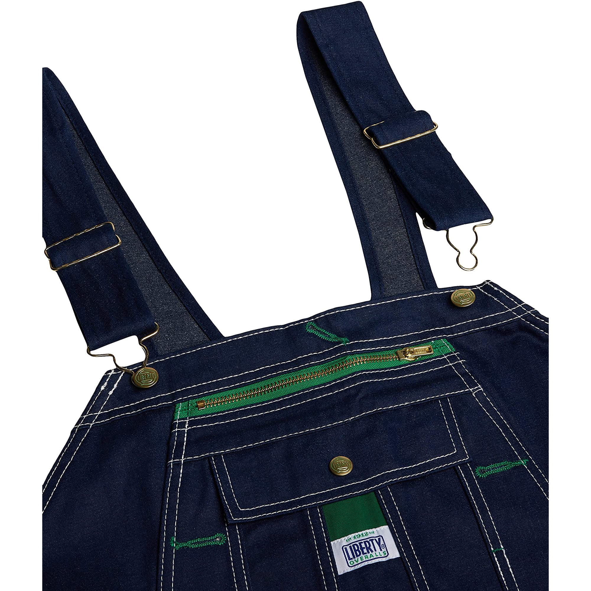 Liberty Mens Bib Overall with Hi-Vis Tape, 40W x 28L, Denim Blue Orange Tape