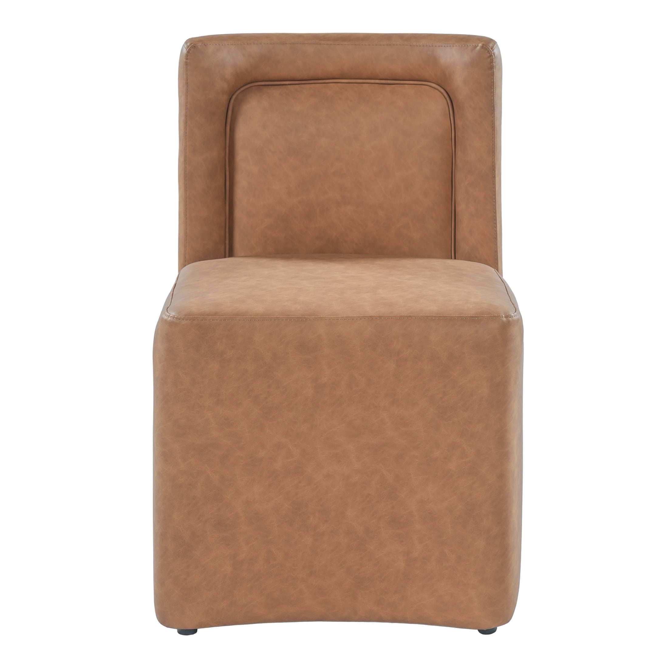 Christopher Knight Home Modern PU Upholstered Armless Dining Chairs, Camel, Set of 2