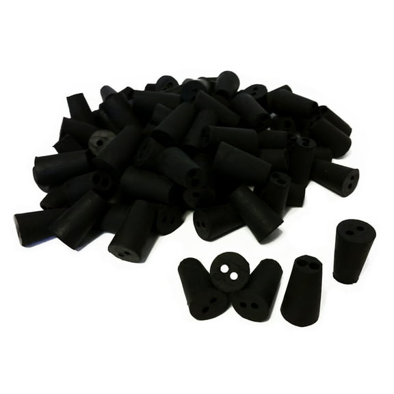 Rubber Stoppers, Size 00, 2-Hole. Pack 1-Pound.