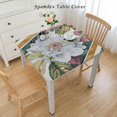 Ullo0ord Fitted Square Table Cover, Autumn Watercolor Pumpkin Floral