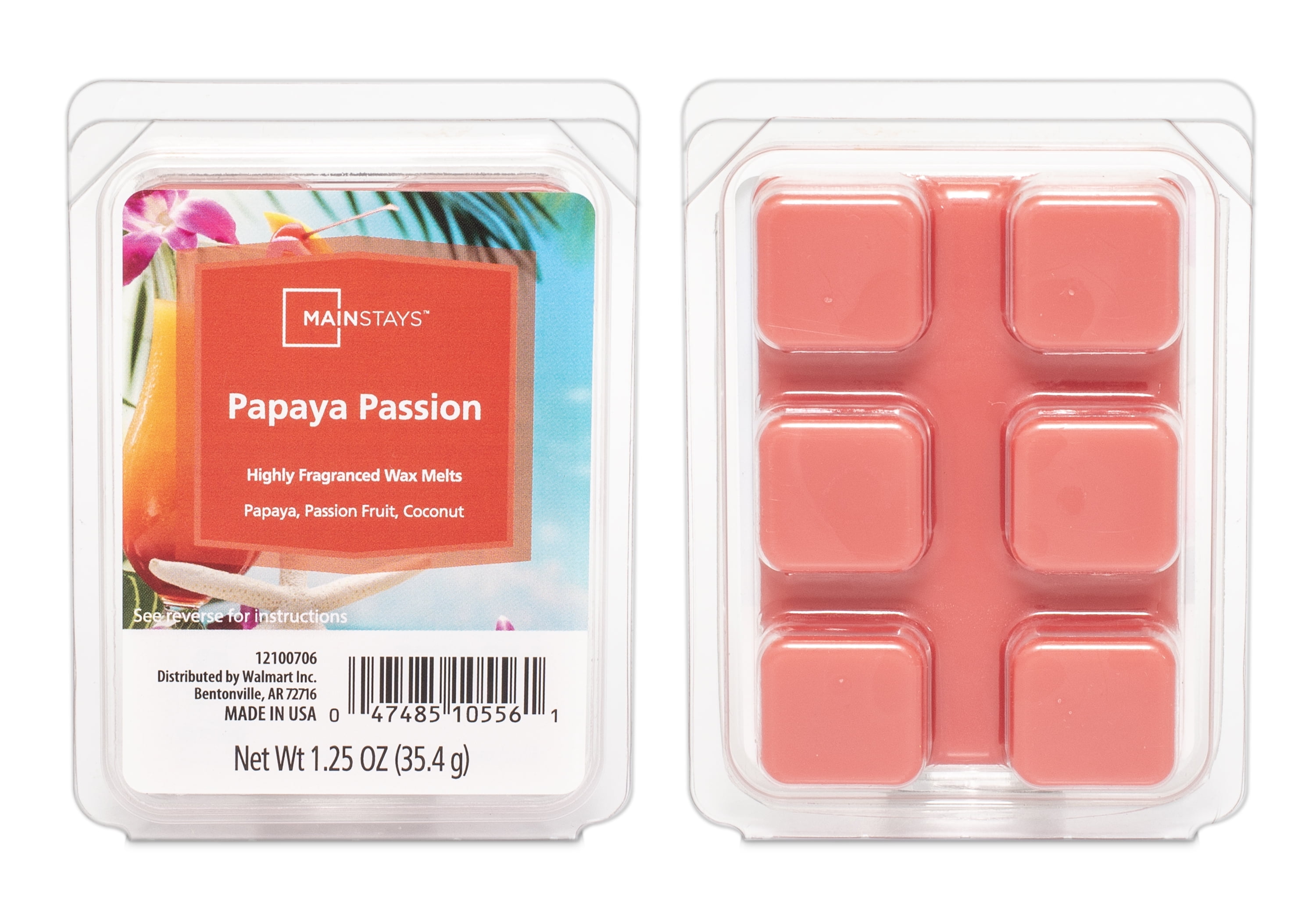 (3 pack) Mainstays Papaya Passion Scented Wax Melt, 1.25 oz
