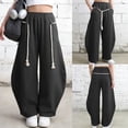 thumbnail image 2 of Casual Wide Leg Pants for Women Baggy Barrel Sweatpants Elastic Waist Lantern Trouser Pants, 2 of 7