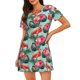 thumbnail image 1 of Easygdp Palm Leaves Flamingo Camisón de manga corta para mujer, informal, estampado, 1 of 6