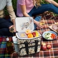 thumbnail image 5 of FORMRS Insulated Cooler Bag 24 Cans Capacity Soft Leakproof Lunch Box with Side Pockets, Brown Bird Floral Pattern, 5 of 7