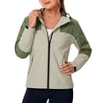 thumbnail image 5 of QUNYINEY Colorblock Womens Lightweight Rain Jackets Zip up Hooded Waterproof Raincoats Long Sleeve Windbreaker Hiking Coats for Women, 5 of 9