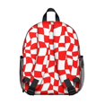 thumbnail image 3 of Red and White Wavy Checkered Pattern Backpack for School, Cute School Bag with Adjustable Shoulder Straps and Padded Back, 13.8"x11.4"x6", 3 of 5