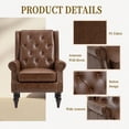 thumbnail image 3 of MOONMISS Mid-Century Leather Upholstered Tufted Nailhead Wood Frame Armchair for Living Room-Brown, 3 of 6