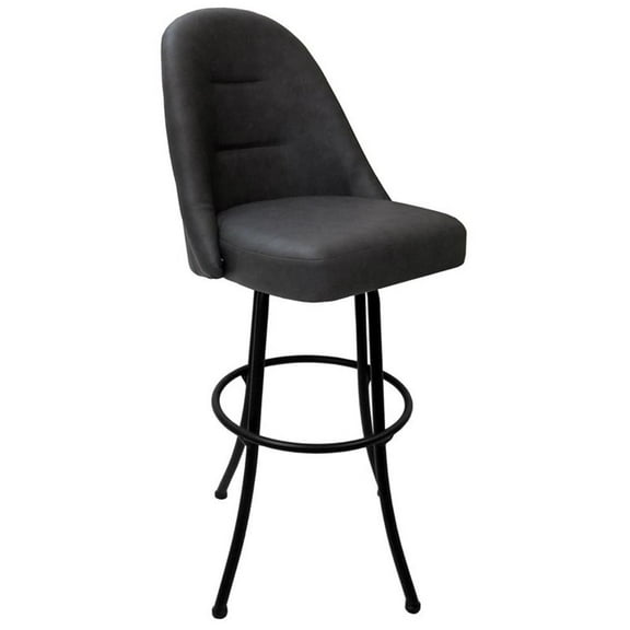 Extra Tall Swivel Metal Bar Stool 34" M-235 - Grey Vinyl - Black