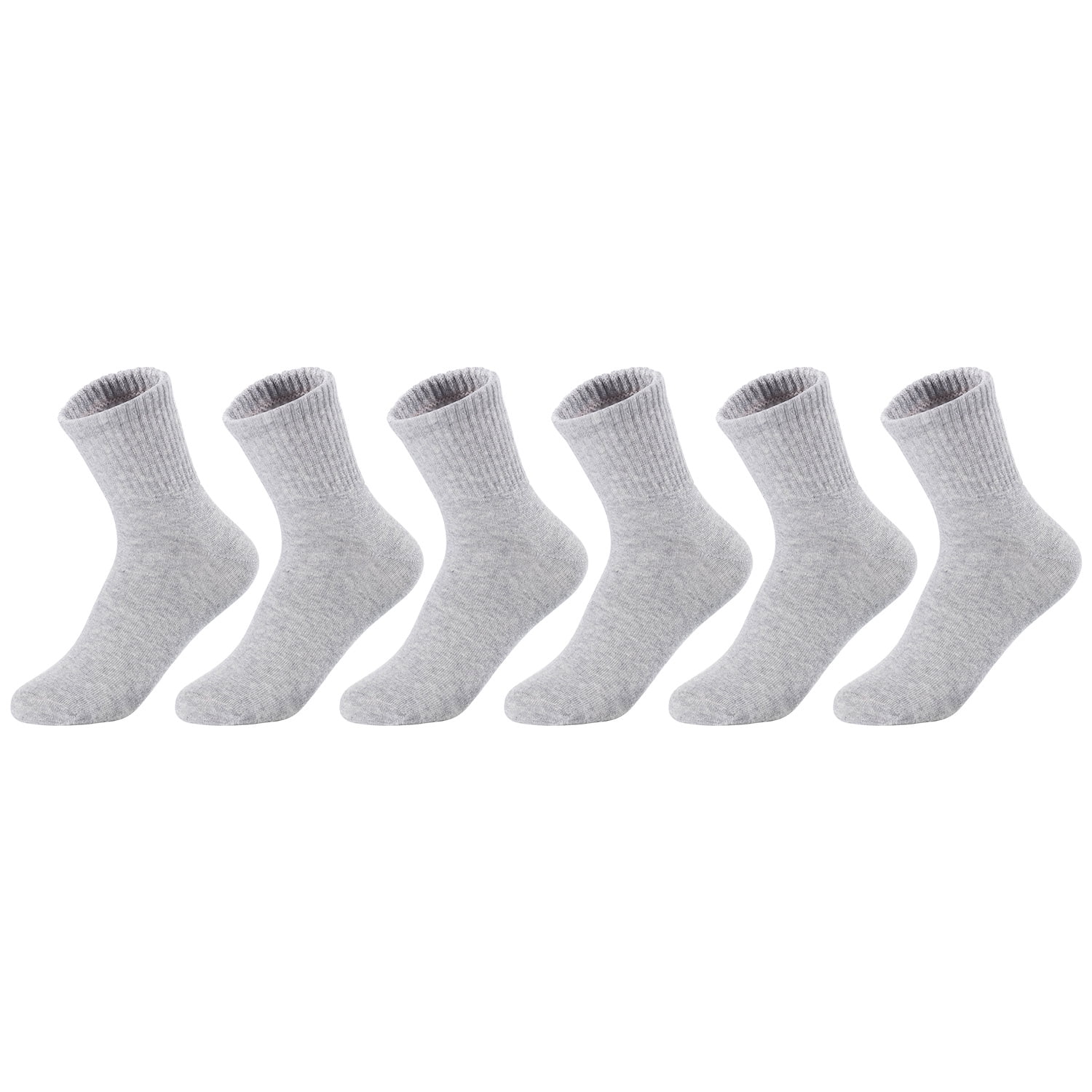 Lian LifeStyle Unisex Children Adult 6 Pairs Combed Cotton Crew Socks JH0108 Medium (9Y-12Y) Grey