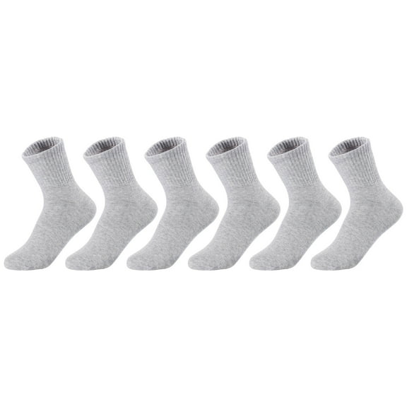 Lian LifeStyle Unisex Children Adult 6 Pairs Combed Cotton Crew Socks JH0108 Large (12Y-15Y) Grey