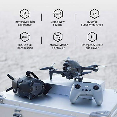 DJI - FPV Combo Drone with Remote Control and Goggles - Gray