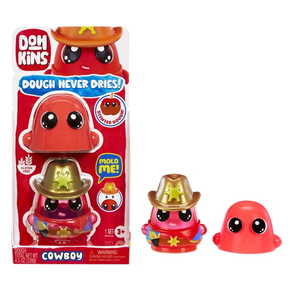 DohKins Cowboy Single Pack Character - Scented Dough that Never Dries, Ages 3