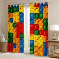thumbnail image 2 of Feelyou Cartoon Building Blocks Black Out Curtains, Pixelate Miner Curtains Pack of 2 (42x63 Each), Teens Kids Boys Girls Bedroom Curtains, Curtains and Drapes Room Decor, 2 of 6