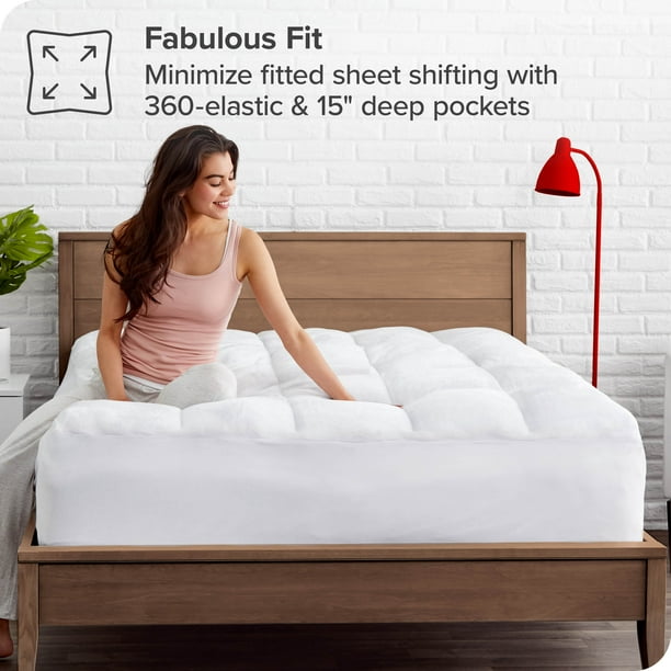 Bare Home Pillow Top Reversible Mattress Pad White Split Head Flex King