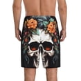 thumbnail image 5 of Salouo Flower Horn Skull Pattern Men's Sleep Pajama Shorts,Pajama Bottoms Elastic Waistband Sleep Pajama Short PJ Shorts for Men -XX-Large, 5 of 6