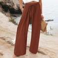 thumbnail image 2 of Chroia Womens Cotton Wide Leg Pants High Waist Drawstring Loose Casual Pants with Pockets, 2 of 6