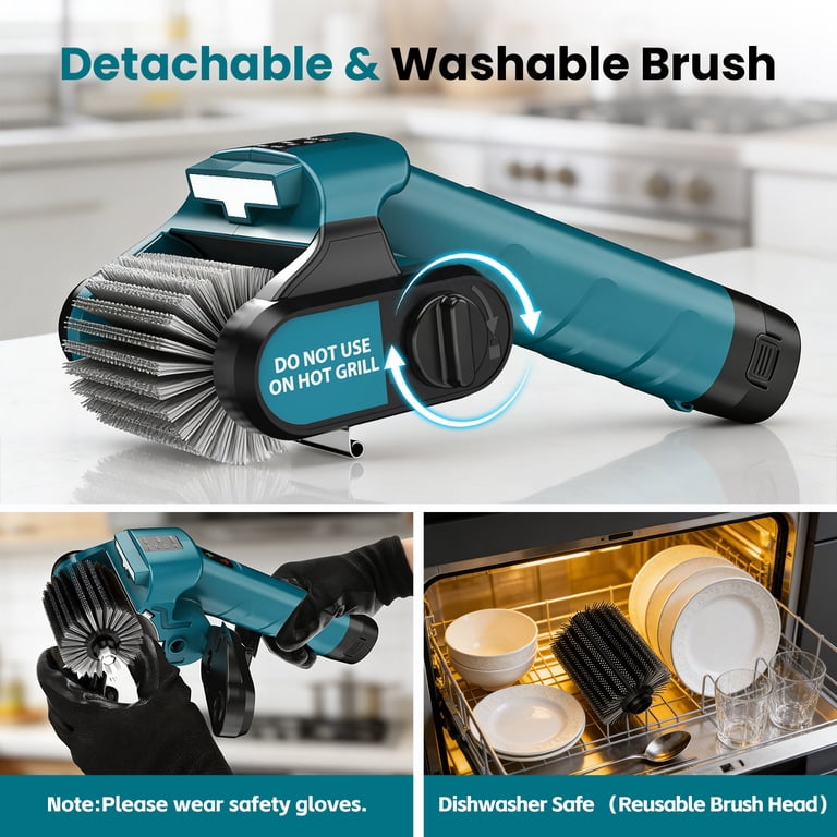 Tanbaby Electric Grill Brush, Cordless Grill Cleaner with 304 Stainless  Steel, Up to 300-Min Runtime, 3-Speed Settings, Outdoor Grill Cleaning Tool  for Home, Patio, Camping