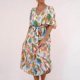 thumbnail image 4 of Vestido de tirantes estampados de manga corta con cuello en V a la moda de verano para mujer Fridja bnh3988, 4 of 9