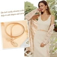 thumbnail image 3 of JASGOOD Womens Elastic Thin Metal Waist Belt, Stretch Chain Belt for Dresses, Skinny Rhinestone Adjustable Waistband Gold, 3 of 9