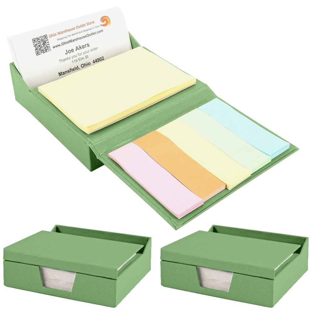 Business Card Holder with Sticky Notes and Scratch Paper, 25 Sticky