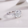 thumbnail image 3 of Dash Jewel 2 Ct Emerald Cut Diamond Ring - 14K White Gold Plated Three Stone Ring - Unique Design for Her - Celebrate Your Love with This Stunning Piece - Timeless Keepsake for Special Occasions, 3 of 3