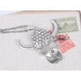 thumbnail image 2 of Alilang Silvery Tone Clear Rhinestones Skull Head Cut Out Ox Horn Halloween Pendant Necklace, 2 of 5