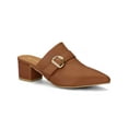 thumbnail image 1 of BLISSFUL STEP Women's Shoes Buckle Strap Pointed Toe Chunky Heel PU Vamp Mule Shoes Brown 10, 1 of 7