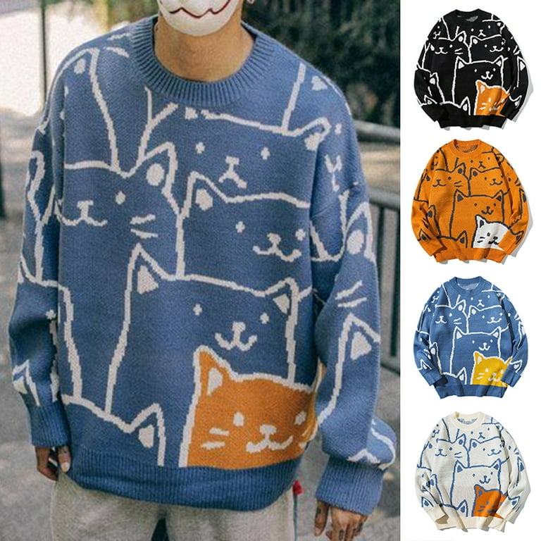 Japanese Style Vintage Sweater for Men Autumn Winter Warm Loose