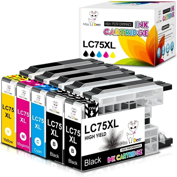 LC75XL High Yield Ink Cartridges Compatible for Brother LC75 Ink Cartridges Replacement for Brother LC-75 LC71 LC79 XL for MFC-J430W J6510DW Printer
