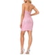 thumbnail image 3 of INSPIRE CHIC Vestido de Mujer con Escote en V, con Lentejuelas, Tirantes Finos, Espalda Descubierta, Vestidos Mini para Fiesta y Club, S Rosa, 3 of 5