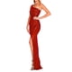 thumbnail image 5 of Vestidos de invitada de boda Prolriy para mujer, vestido largo plisado con lentejuelas y un hombro al descubierto, con lazo en la cintura, 2024, para mujer, color rojo, talla 2, 5 of 6
