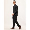 thumbnail image 4 of Camisa de vestir para hombre, manga larga, clásica, color sólido, ajustada, con botones Negro S, 4 of 6