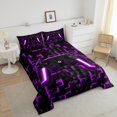 thumbnail image 4 of Gaming Bed Set, Video Game Bedding, Comforter Sets for a Full, 1 Comforter 2 Pillowcases, Purple, 4 of 7