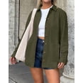 thumbnail image 4 of BTFBM Faux Suede Jacket Women Fall Fashion Leather Jackets Long Sleeve Button Down Winter Coats Shackets Outerwear, 4 of 9
