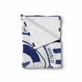 thumbnail image 2 of Starfish Soft Flannel Fleece Throw Blanket, Trip Around the World Nautical Emblem with Life Starfish Striped Design, Cozy Plush for Indoor and Outdoor Use, 60" x 80", Navy Blue White, by Ambesonne, 2 of 6