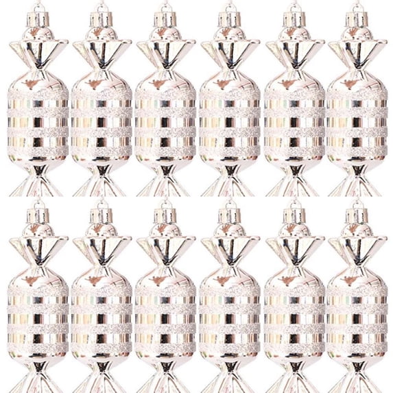 12 Pcs Christmas Candy Ornaments Candy Cane Christmas Tree Hanging Ornaments Plastic Peppermint Candy Swirl Decorations for Christmas Tree Home Party Favor Supplies